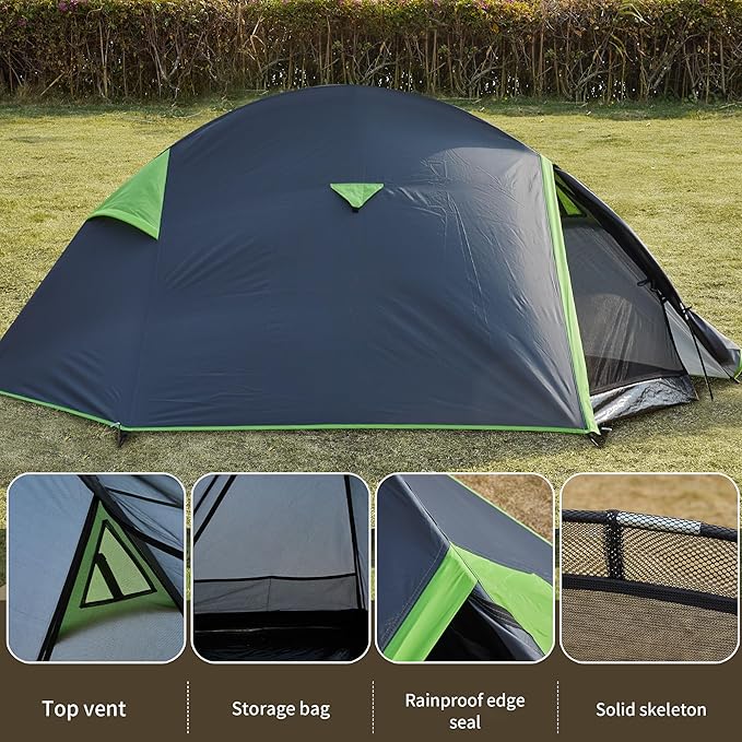 1 Person Backpacking Tent for Camping– Lightweight Double Layer Waterproof Camping Tent, Easy Setup Shell Tent for Hiking, Hunting, Motorcycle Trave, Grey