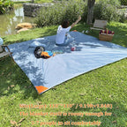 Pocket Beach Blanket Large Foldable Picnic Mat Portable Lightweight Camping Tarp Tent Blankets Washable Rug Quick Dry Compact Beach Mats Hiking Outdoor Essentials (Gray/Green118*110" / 9.19ft×9.84ft)