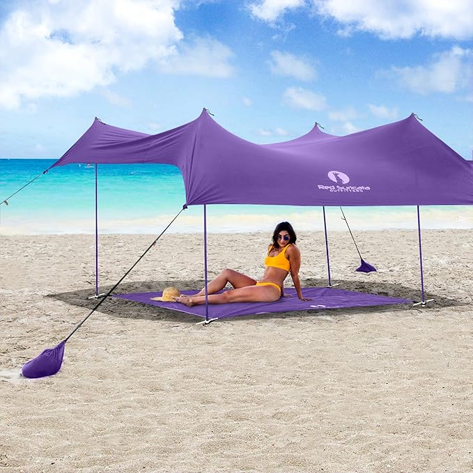Red Suricata Sand Free Beach Mat – Large Sandproof Beach Blanket, Sandless, Waterproof – Fits and Matches Beach Canopy - Oversized Sand Proof Beach Mats for Outdoor, Picnic, Camping (Large, Purple)