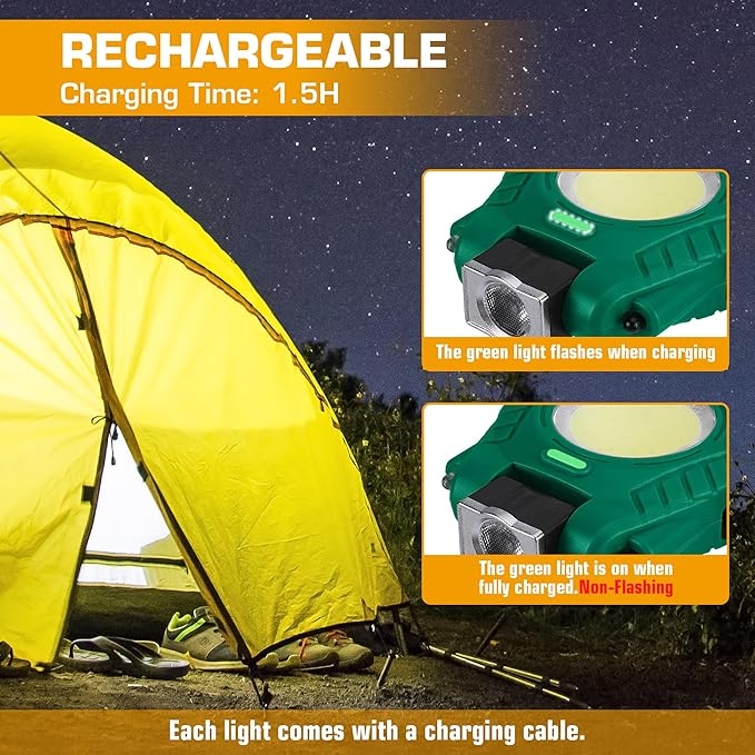 EverBrite COB Keychain Work Light, Mini Rechargeable Magnetic Keychain Light with Sensor Mode, Multifunctional Small Keychain Flashlights, Portable, Waterproof - for Camping, Hiking, 6 Modes, Green