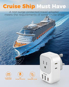 US to UK Plug Adapter PD 20W, TESSAN Type G Travel Converter with 3 USB Charger(1 USB C Port), 4 Outlets Power Adaptor for USA to Qatar Ireland Hong Kong England Scotland Kenya Dubai London British