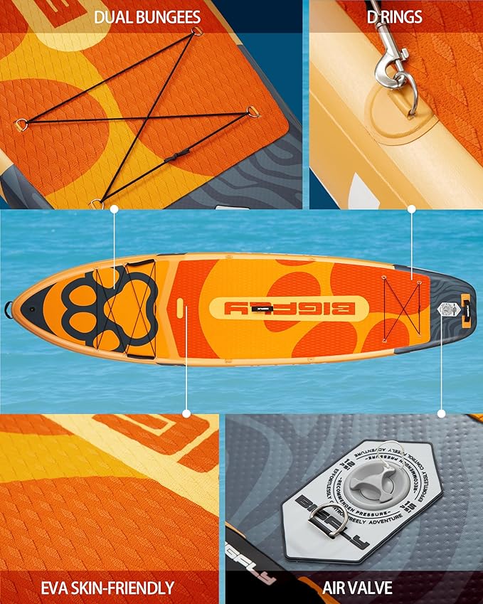 Bigfly 11'6×35" Super Wide Inflatable Stand Up Paddle Board, Ultra Stable Wide SUP for 2+1 People/Family/Big Size, 100L Backpack, All-Round Sup Board, US Big Fin