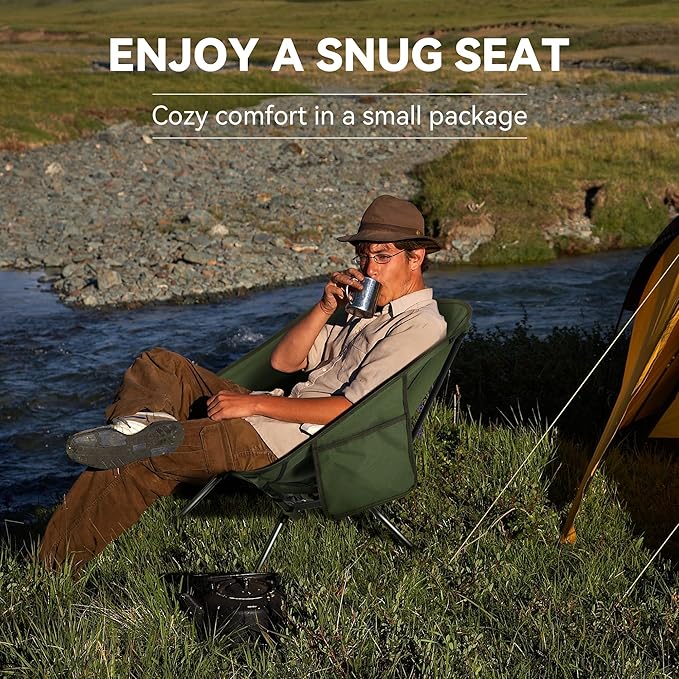 TOBTOS Portable Camping Chair, Support up to 330 LBS, Lightweight Folding Backpacking Chair for Outdoor Camp, Travel, Beach, Picnic, Hiking, Backpacking (Green)