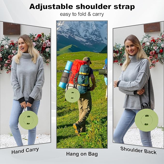 ALEVMOOM Upgraded Collapsible Stool with Thickened Cushion 18.1",600Lbs Max Weight Wider & Taller Pop Up Stool, Heavy Duty Portable Retractable Folding Chair or Travel Foot Rest for Camping & Outdoors