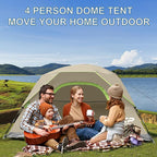 CAMPROS CP Tents for Camping 4 Person Tent Waterproof Windproof Double Layer Camping Tent, Easy Setup Dome Tent with Large Mesh Windows & Wider Door for Outdoor Camping & Hiking