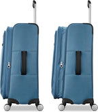 Samsonite 2-PC Soft-Sided 21/25” (Carry-On & Medium Checked), Lightweight Expandable Element Luggage Set: 2 Front Pockets & Side Pocket, Four Spinner Wheels, Adjustable Handle, Durable- Captains Blue