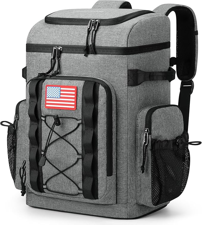 Maelstrom Backpack Cooler,Soft Lightweight Leakproof Cooler Backpack,35 Can Insulated Cooler Bag,Keeps 35 Cans Hot/Cold for Up to 16 Hours,Waterproof Lunch Backpack for Men Women-Grey