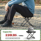 Camping Stool Pocket Chair, Lightweight Portable Stool with Shoulder Strap, Capacity 220lbs for Adults Outdoor Hiking Fishing Travel-Large Black