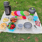 Mess Kit for Camping Silicone Collapsible Bowl Collapsible Cup and Stainless Steel Spoon for Backpacking Outdoor Hiking Traveling and Picnic