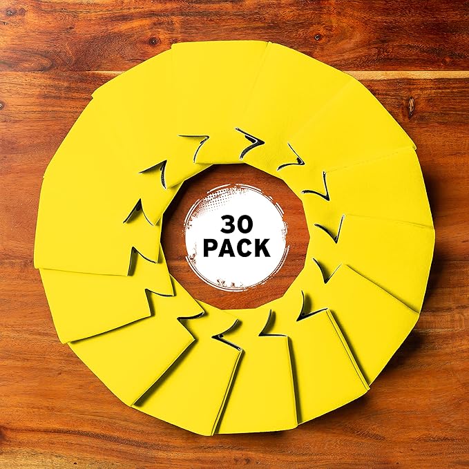 Blank Beer Can Coolers Sleeves (30-Pack) Soft Insulated Beer Can Coolies - HTV Friendly Plain Koolies in Bulk for Beer Cans & Bottles - Coolie Blanks for Vinyl Projects & Wedding Favors (Yellow)