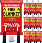 JJ CARE Fire Blanket – 10 Packs with Hooks – Emergency Fire Blanket for Home & Kitchen, High Heat Resistant Fire Suppression Blankets for Home Safety, Kitchen, and Camping
