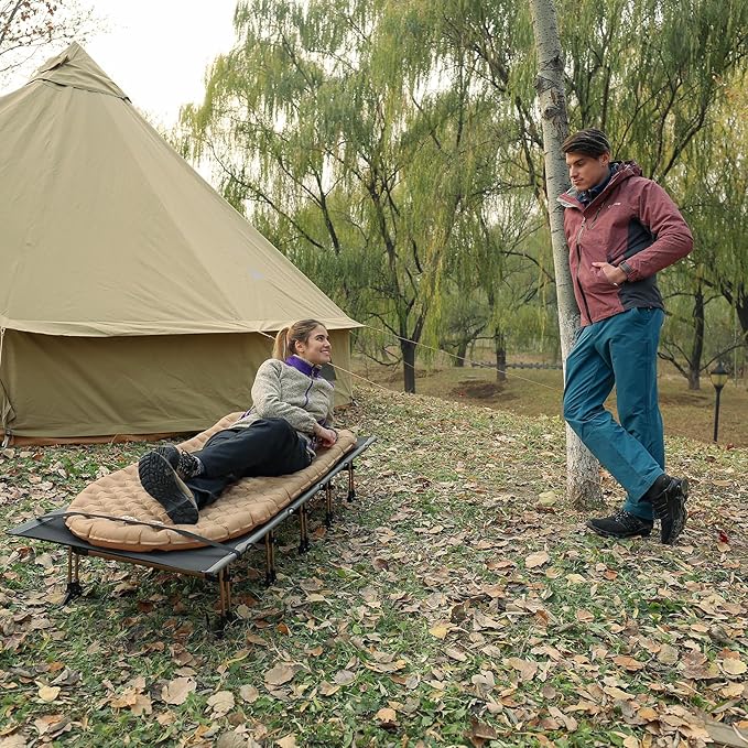 KingCamp Oversized XXL Camping Cot, Folding Portable Lightweight Ultralight Large Wide Heavy Duty 551lbs Sleeping Bed for Adult Backpacking Outdoor Travel Hiking Tent, Black