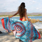Elite Trend Microfiber Beach Towel for Adults with Bag - Extra Large 78x35 Inch Lightweight Sand Free Quick Dry Towel for Travel, Swimming, Yoga, Camping (Mandala Coral)