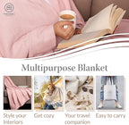 Threadmill Luxury Cotton Blankets for King Size Bed | All-Season Cozy 100% Cotton King Size Blanket | Herringbone Soft Fall Thermal Blanket fits Cal King Size Bed | English Rose