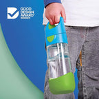 b.box Kids Water Bottle – 20oz Tritan Toddler Drink Bottle with Straw for School, Daycare, Travel w/Easy-Grip Triangular Design, Leak Proof Lid & Handle, BPA Free, Dishwasher Safe (Indigo Rose)