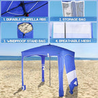 UPWELL Beach Tent Easy Set Up Canopy Sun Shelter Shade with UPF 50+UV Protection Portable Beach Umbrella Outdoor Sunwall with Sand Pockets for Fishing Backyard Camping (Blue)