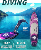 ESUP 11’6 ×34" Wide Inflatable Paddle Board with Premium SUP Paddleboard Accessories, Extra Stable Stand Up Paddle Boards for Adults/425lb/Family/Yoga/Beginner, with Shoulder Strap,Dual-Action Pump