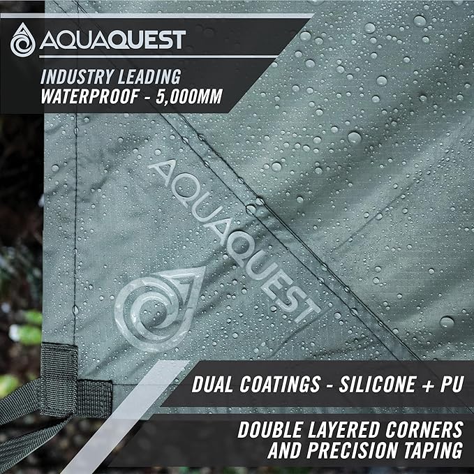 AquaQuest Guide Tarp – Ultralight Waterproof (5,000 mm) Seam-Taped 40D Ripstop Rain Fly for Backpacking, Stealth Camping & Thru-Hiking