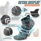 ANTSANG 6 Pairs Merino Wool Ankle Hiking Running Socks Compression Thick Cushion Breathable No Show Socks for Men Women