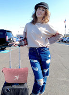 BlueHills Soft Travel Blankets Mini Value Pack Set of 2 - Premium Airplane Travel Essential Flight Blanket Throw in a case with Strap Compact for Car Plane Travel Gift – Pink and Royal Blue.