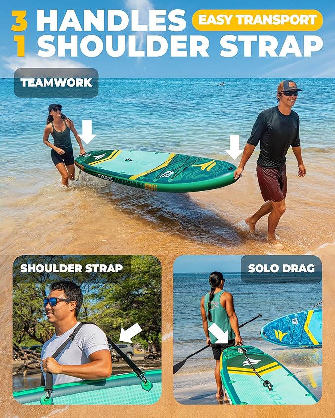 11'6x35'' Extra Wide Inflatable Paddle Board, 450lb Capacity Stand Up Paddle Board for Adults (x3), Stable Inflatable SUP, All Skill Levels, 3 Handles, 100L Backpack, 3PCS Paddle, 5L Dry Bag