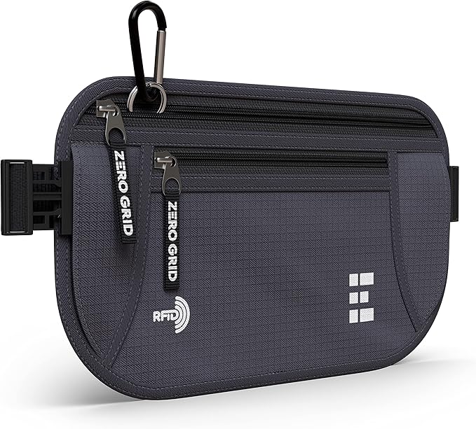 Money Belt for Secure Travel - RFID Blocking Slim Passport Holder - Hidden Waist Pouch for Cash, Credit Cards, Documents - Concealable Under Clothes, Water-Resistant Slim Fanny Pack for Men and Women