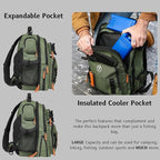Fishing Tackle Backpack with Rod Holder 2 Tackle Boxes, Hydration Bladder - Insulated Cooler Pocket, 35L Camping Hiking Storage Bag, Fishing Gear and Equipment