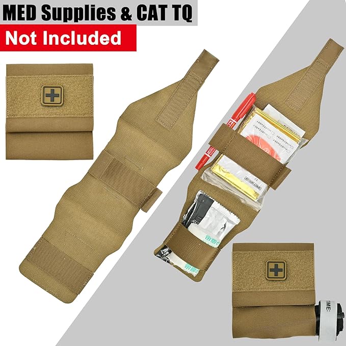 2-in-1 Micro Med Kit Med Pouch Tactical Mini First Aid Pouch Empty Small IFAK Pouch Compact Med Pouch EDC Bag with Tourniquet Holder |MOLLE Belt IFAK Micro Trauma Kit Pouch