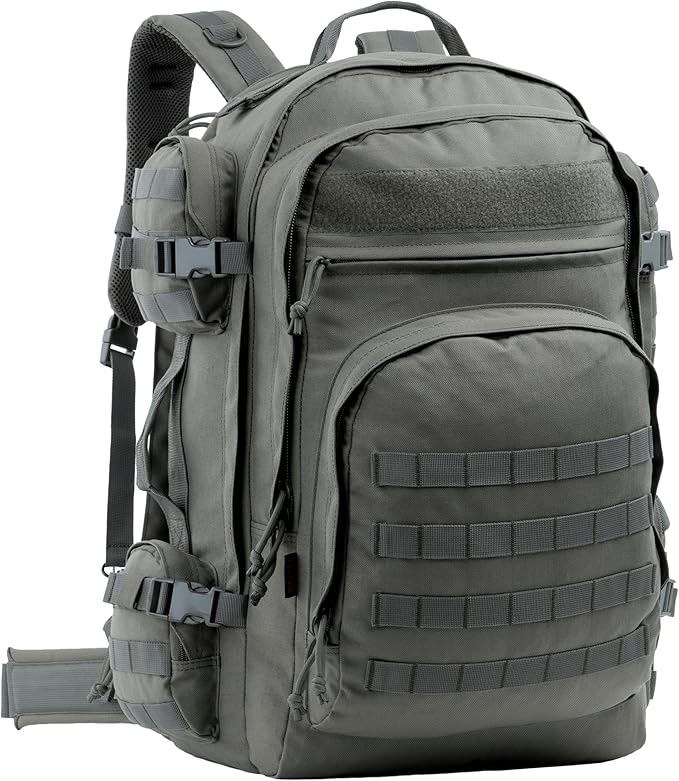 Large Tactical Backpack Bag with Stowable Shoulder Straps for Hiking, Camping, Traveling, Bug-Out 58L