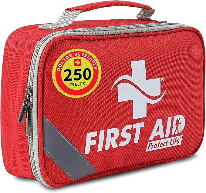 Protect Life Survival First Aid Kit for Home/Business, Camping Survival Kits | Mini Travel First Aid Kit | Camping Equipment | Small Kits for Car | Outdoor Emergency Survivals Pack - 250pcs
