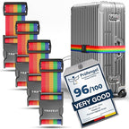 TRAVELY Luggage Straps - Particularly conspicuous & Secure - Incl. 4 Name Tags - Luggage Strap Ideal crosswise - [Set of 4]