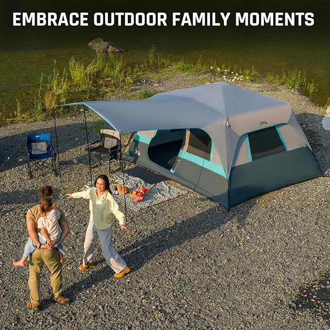 8 Person Instant Cabin Tent, Easy 60 Second Setup Family Tents for Camping, Pop up Camping Tent, Large Waterproof Tents for Outdoor Camping, Spacious Interior, Upgraded Ventilation