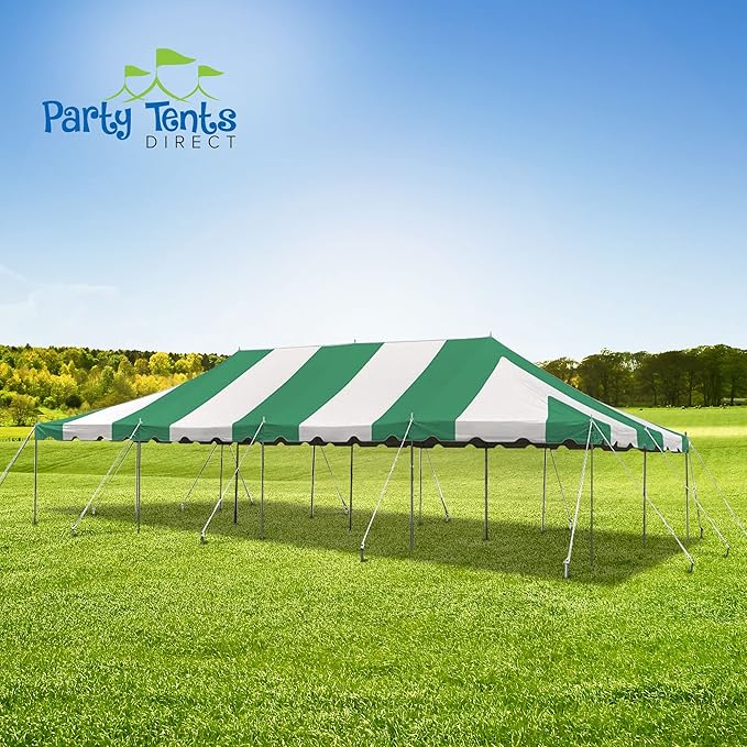 Party Tents Direct 20'x40' Weekender Canopy Pole Tent - Easy Up Canopy Tent with 160 Person Capacity - Outdoor Canopies for Parties, Weddings, & Events (Green/White Top)