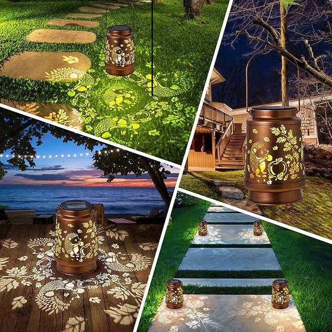 Solar Lanterns Outdoor Waterproof Hedgehog Garden Decorations Gifts for Women Gifts for Mom Grandma Birthday Gifts Hanging Solar Lanterns Outdoor for Garden Decoration, Patio, Lawn, Passageway