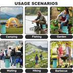 ALEVMOOM Upgraded Collapsible Stool with Cushion,600LBS Max Weight,18.31" Height Adjustable,Sturdy Portable Telescoping Stool,Folding Camping Stool for Outdoor Hiking Travel