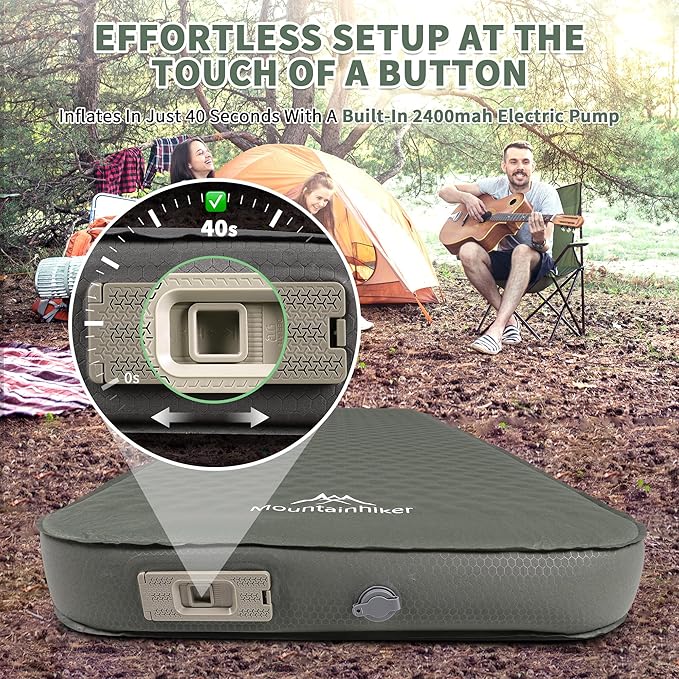 Self Inflating Sleeping Pad with Electric Pump, 4" Ultra-Thick Memory Foam Camping Pad, 40s Fast Inflating Camping Mattress Pad, 4-Season Insulated Camp Sleeping Mat for Outdoor/Travel/Tent (Single)