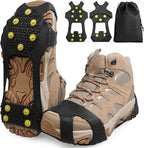 Ice Cleats Snow Traction Cleats for Shoes and Boots,10-Studs Anti-Slip Ice Grippers Rubber Crampons Cleats for Walking on Snow and Ice Slip-on Stretch Overshoe Footwear