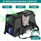 PetAmi Airline Approved Pet Carrier for Cats & Small Dogs, Soft Sided TSA Travel Carrier Bag with Sherpa Bed, Breathable Mesh Ventilation, Collapsible Bowl, Up to 18 lbs, Small Heather Dark Gray