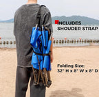 SPORT BEATS Low Beach Chairs Set of 2 Folding Beach Chairs High Back Support with Head Pillows Shoulder Straps