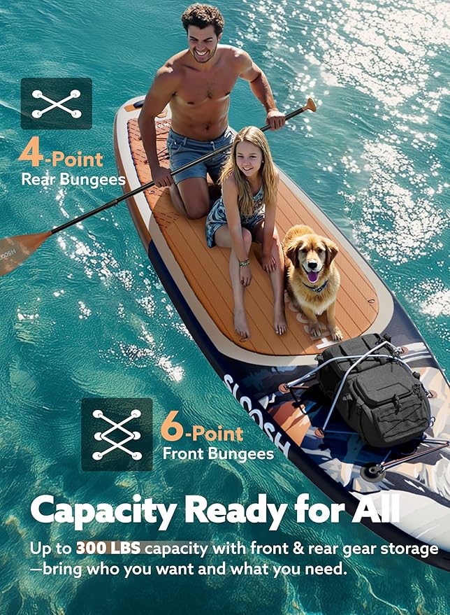 SLOOSH Inflatable Stand Up Paddle Board, 10'6" Inflatable Paddle Boards with Premium Accessories, Non-Slip EVA Deck, Ultra-Light Carry Bag Pump, Meander SUP for Youth & Adults
