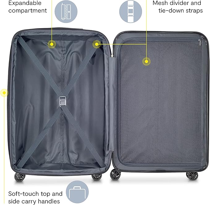 DELSEY PARIS Helium Aero Hardside Expandable Luggage with Spinner Wheels, Titanium, Checked-Large 28 Inch