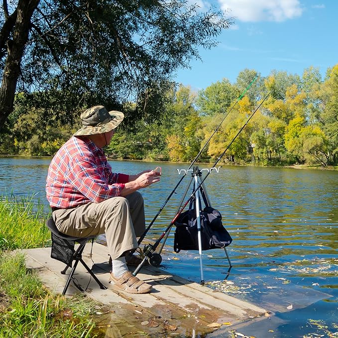 REDCAMP Folding Camping Chair for Spectator Portable, Lightweight 3 Legged Tripod Camping Stools for Adults Fishing Backpacking Hunting, 17 Inch Tall, Black
