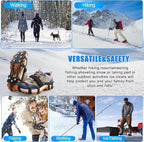 Ice Cleats for Shoes and Boots Snow Traction Cleats Crampons for Walking on Snow and Ice 9 Studs Non-Slip Overshoe Rubber Anti Slip Crampons Slip-on Stretch Footwear Winter Hiking Climbing Ice Fishing