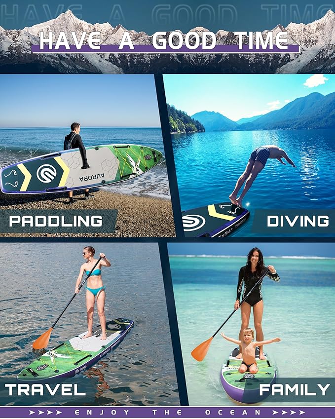 ESUP 11’6 ×34" Wide Inflatable Paddle Board with Premium SUP Paddleboard Accessories, Extra Stable Stand Up Paddle Boards for Adults/425lb/Family/Yoga/Beginner, with Shoulder Strap,Dual-Action Pump