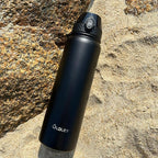 Oldley Insulated Water Bottle 32oz Water Bottles with Straw, Stainless Steel Water Bottle with 3 Lids, Double Wall Vacuum Bottles for Adult,Sports Bottles for School Travel, Black