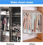 Mskitchen Hanging Clothes Storage with 4" Gusseted Garment Covers (Set of 6) - Clear Suit, Dress, Sweater, Shirt Protectors - 24"x 40"x 4" / 6 Pack