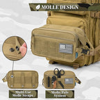 PAVILIA Tactical Toiletry Bag for Men, Travel Hygiene Bag, Military Gear Dopp Kit, Water Resist Molle Accessories Pouch, Mens Shaving Essentials, Gym Bathroom Shower Small Toiletries Tool EDC, Tan