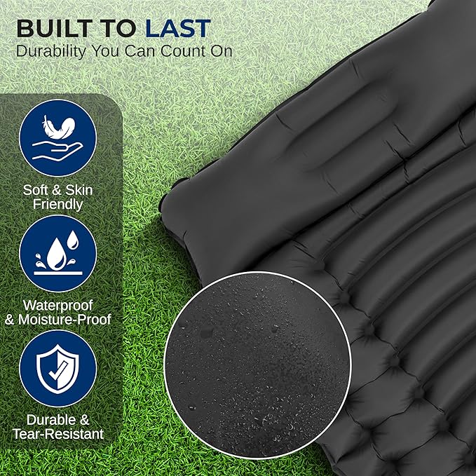 SereneLife Lightweight & Compact Camping Gear – Sleeping Pads & Bags with Built-in Pillows for Outdoor Comfort, Waterproof & Tear-Resistant Design, Perfect for Hiking, Backpacking, Couples & Solo Use