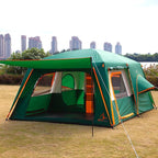 KTT Large Family Cabin Tent 10-12 Person,14.1X10X6.58ft,2 Rooms,3 Storage Pockets,2 Bay-Windows 3 Doors and 3 Windows with Mesh,Straight Wall,Waterproof,Double Layer,Big Tent for Outdoor,Camping