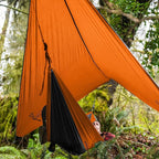 Wise Owl Outfitters Single Hammock & Rain Fly Bundle – Orange Lightweight Camping Hammock with Tree Straps & Waterproof Tarp for Hiking & Outdoor Shelter